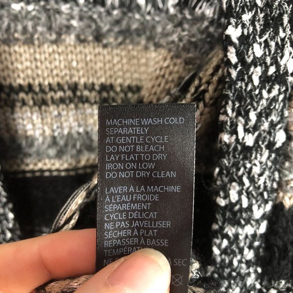 Fylo Women's Size Small Black Brown Grey Open Front Knit Sequin Cardigan Sweater - Picture 7 of 7